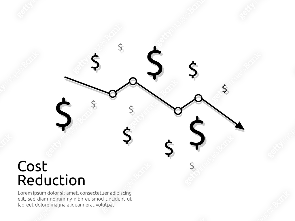 arrow decrease icon. dollar money fall down symbol. economy stretching ...