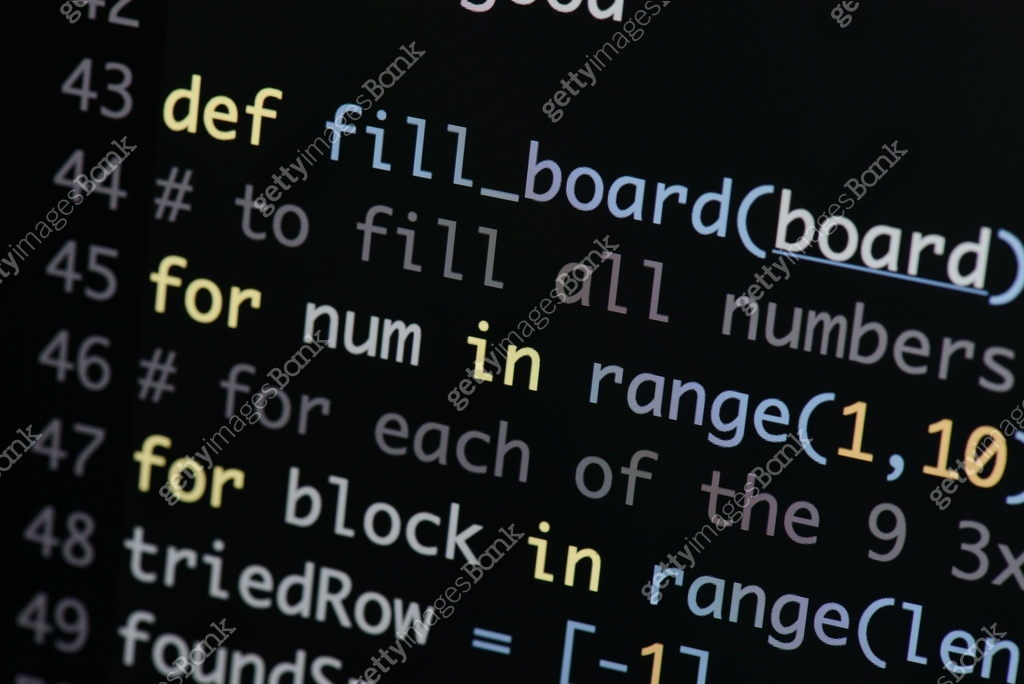 Real Python code developing screen. Programing workflow abstract ...