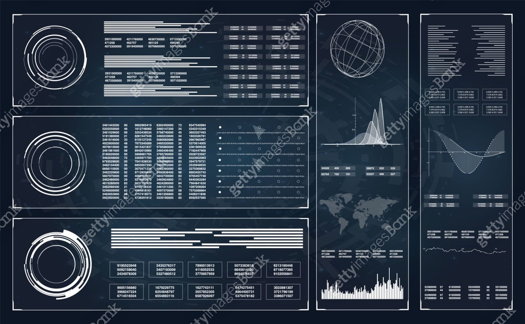 Web template with black hud. Radar simple vector. Hud ui app. Black ...