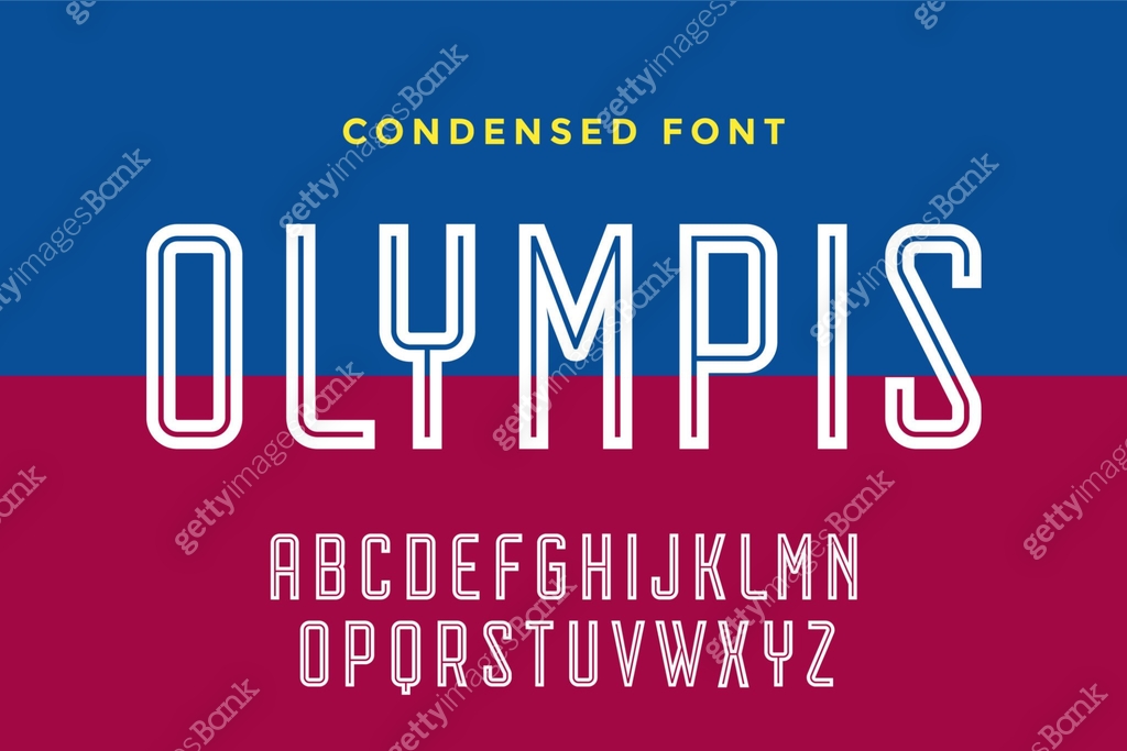 Condensed Hand Lettering Line condensed alphabet and font. Condensed thin uppercase outline ...