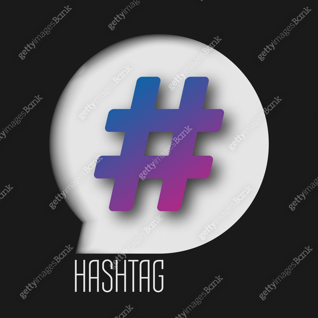 Color Gradient Hashtag in white speech bubble concept illustration ...