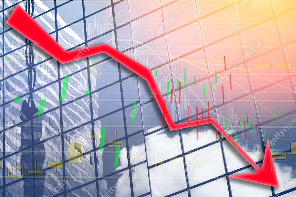 Composing with business building and stock chart (red bear chart) 이미지 ...