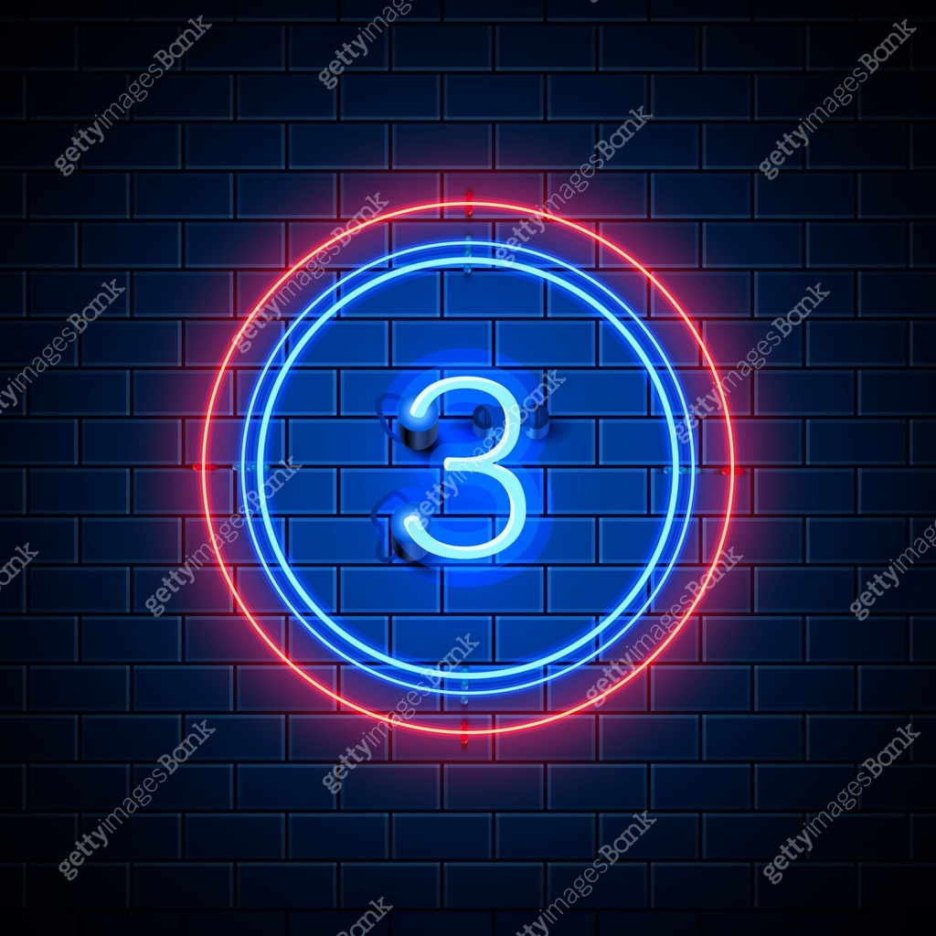 3 Sign Textures Neon city font sign number 3, signboard three. Vector illustration 이미지 ...