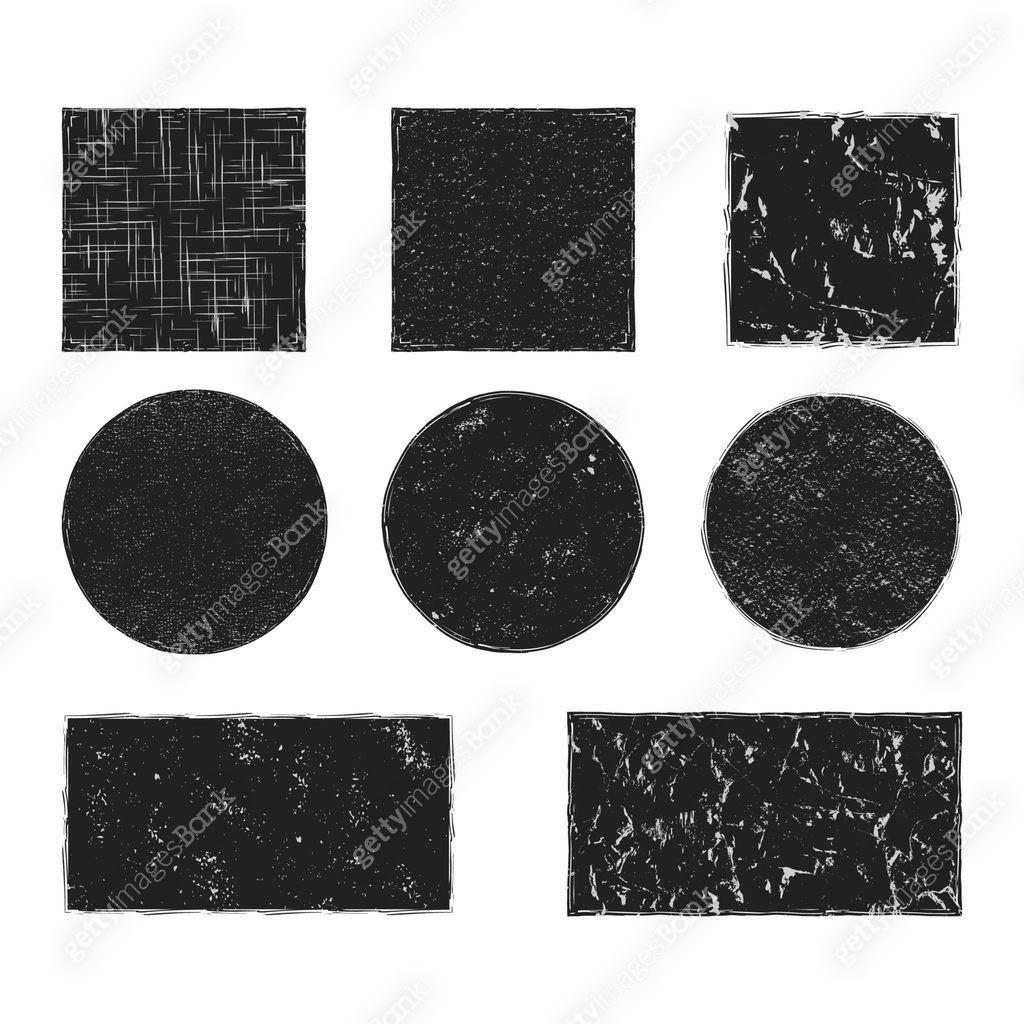 Partly Rough Box Texture Set of rough grunge textured boxes. Dirty square, round, rectangular ...
