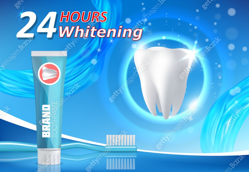 Whitening toothpaste advertising vector poster banner template 이미지 ...