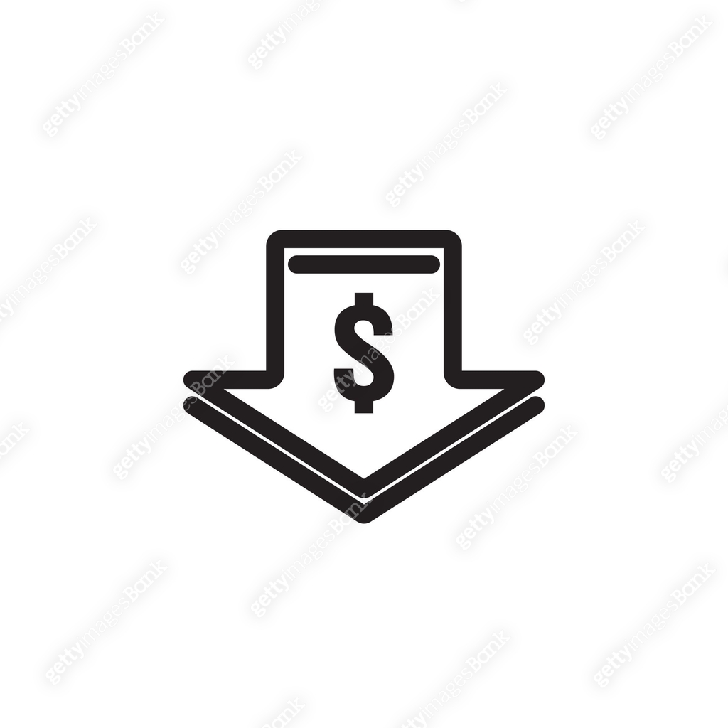 dollar arrow decrease icon. Money arrow symbol. economy stretching ...