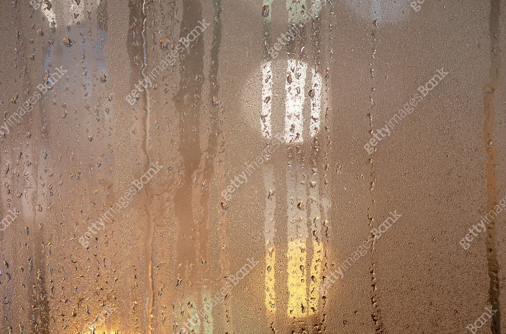 Window Steam Effect Window with Steam in the Evening, Glass and condensation, Night Time ...