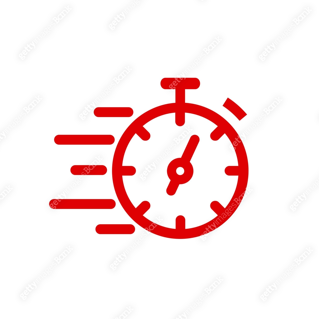 Fast stopwatch line icon. Fast time sign. Speed clock symbol urgency ...