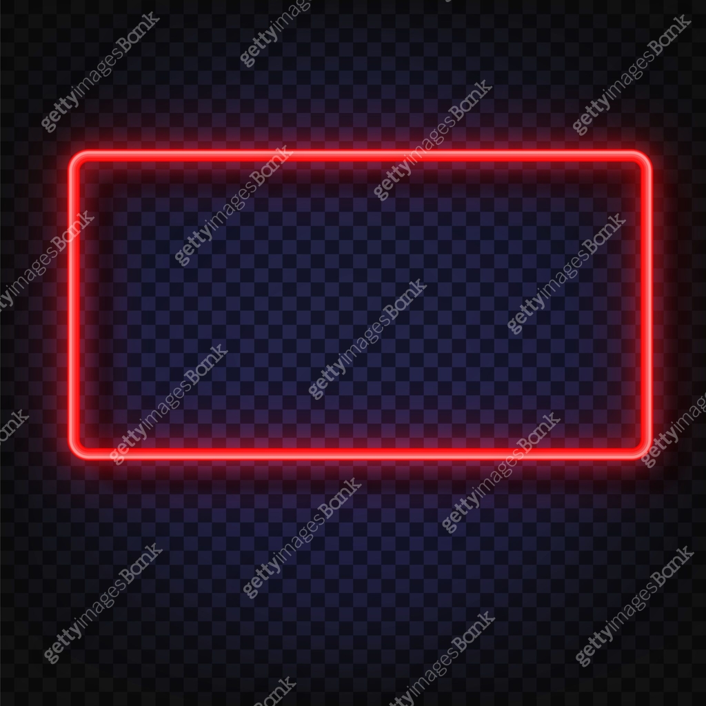 Neon light rectangular banner. Vector Neon light frame sign. Realistic ...