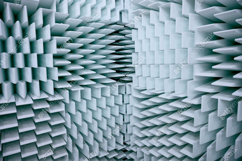 Abstract pattern of insulation material makes recording studio ...