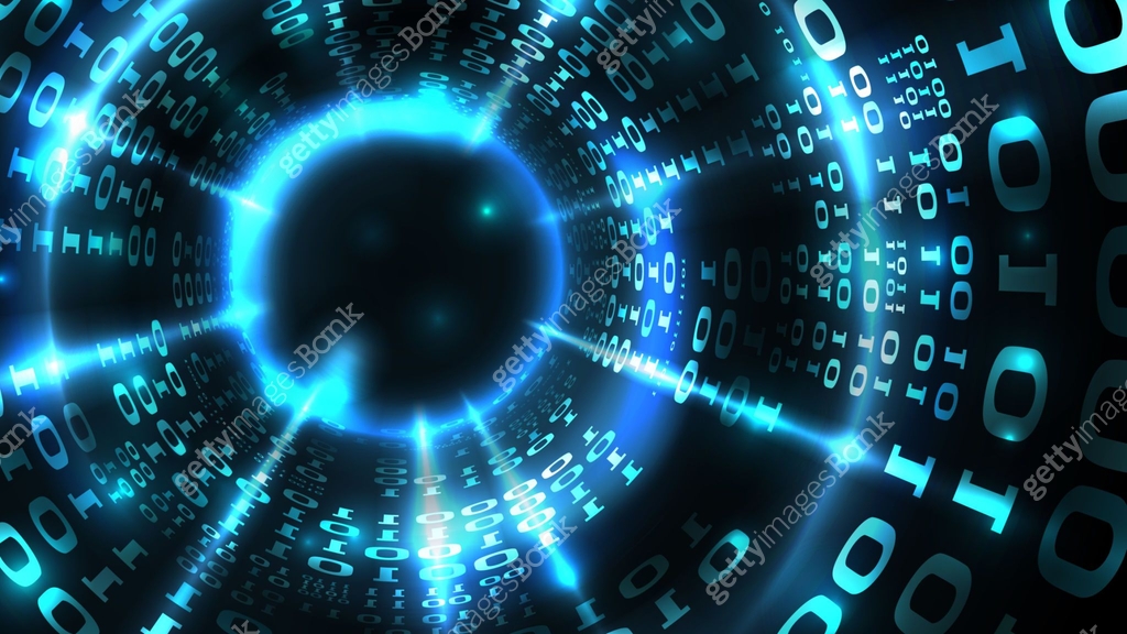 Abstract computer data background programming binary code, data stream ...