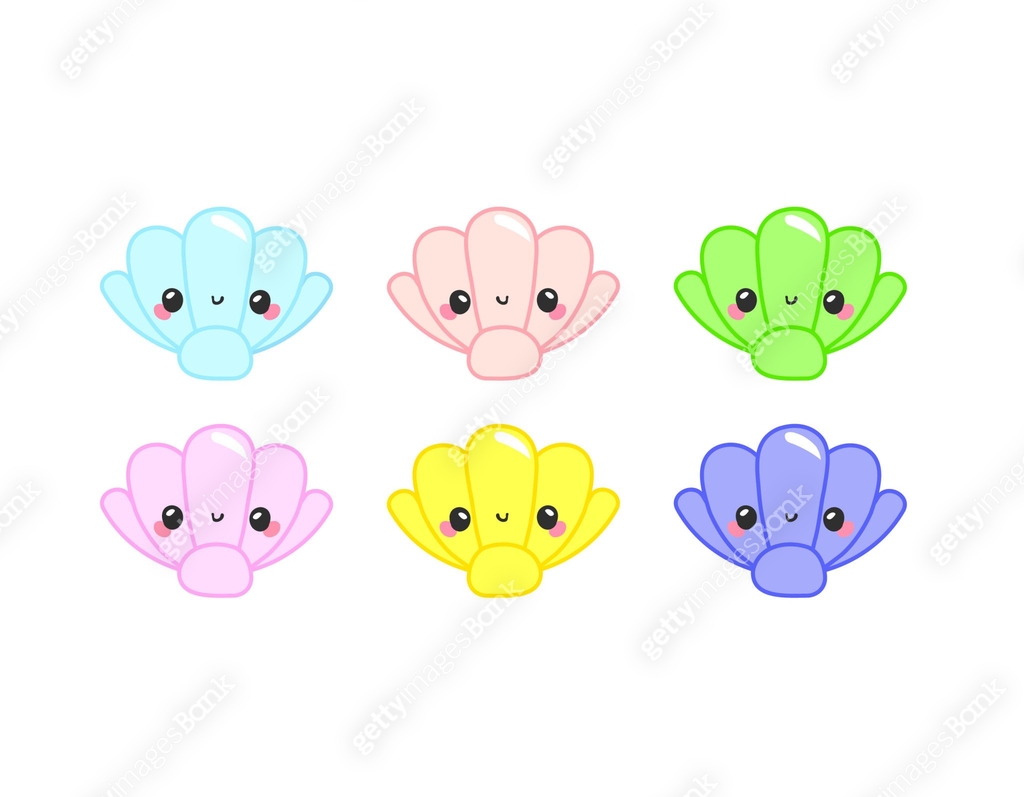 Cute Shell Rainbow cute shell kawaii character. 이미지 (1128115567) 일러스트, 무료 일러스트 - 게티이미지뱅크