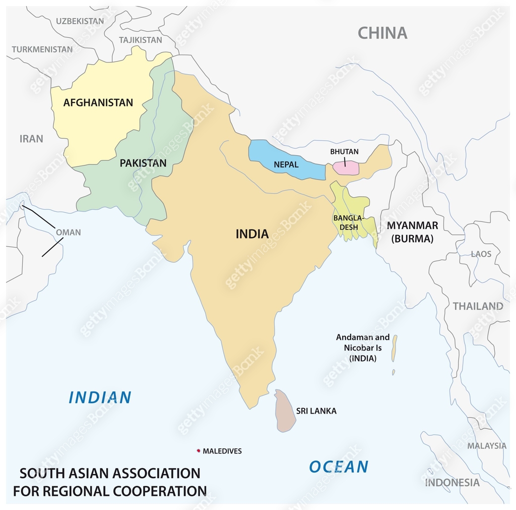 South Asian Association for Regional Cooperation (SAARC) vector map 이미지 ...