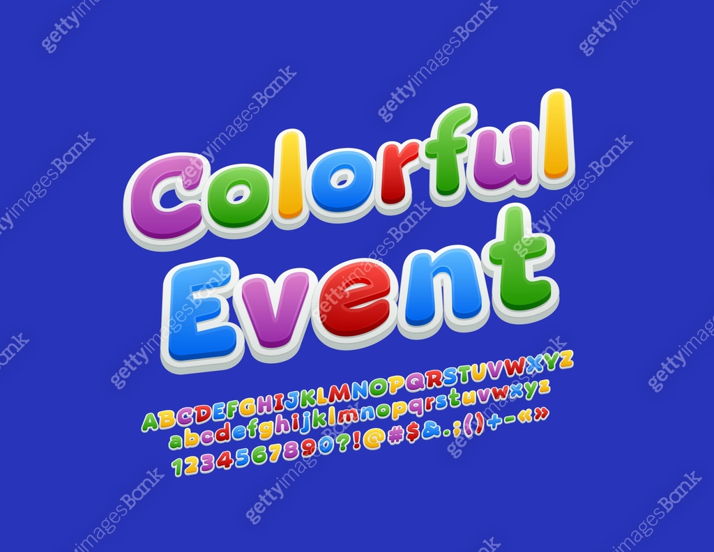 Colorful Events Sign Vector bright poster Colorful Event with Kids style Alphabet 이미지 ...