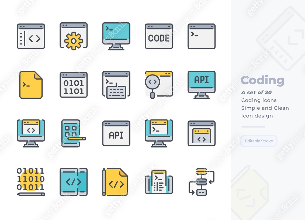 Simple Set of Programming and Coding.Vector Icons. Editable Stroke ...