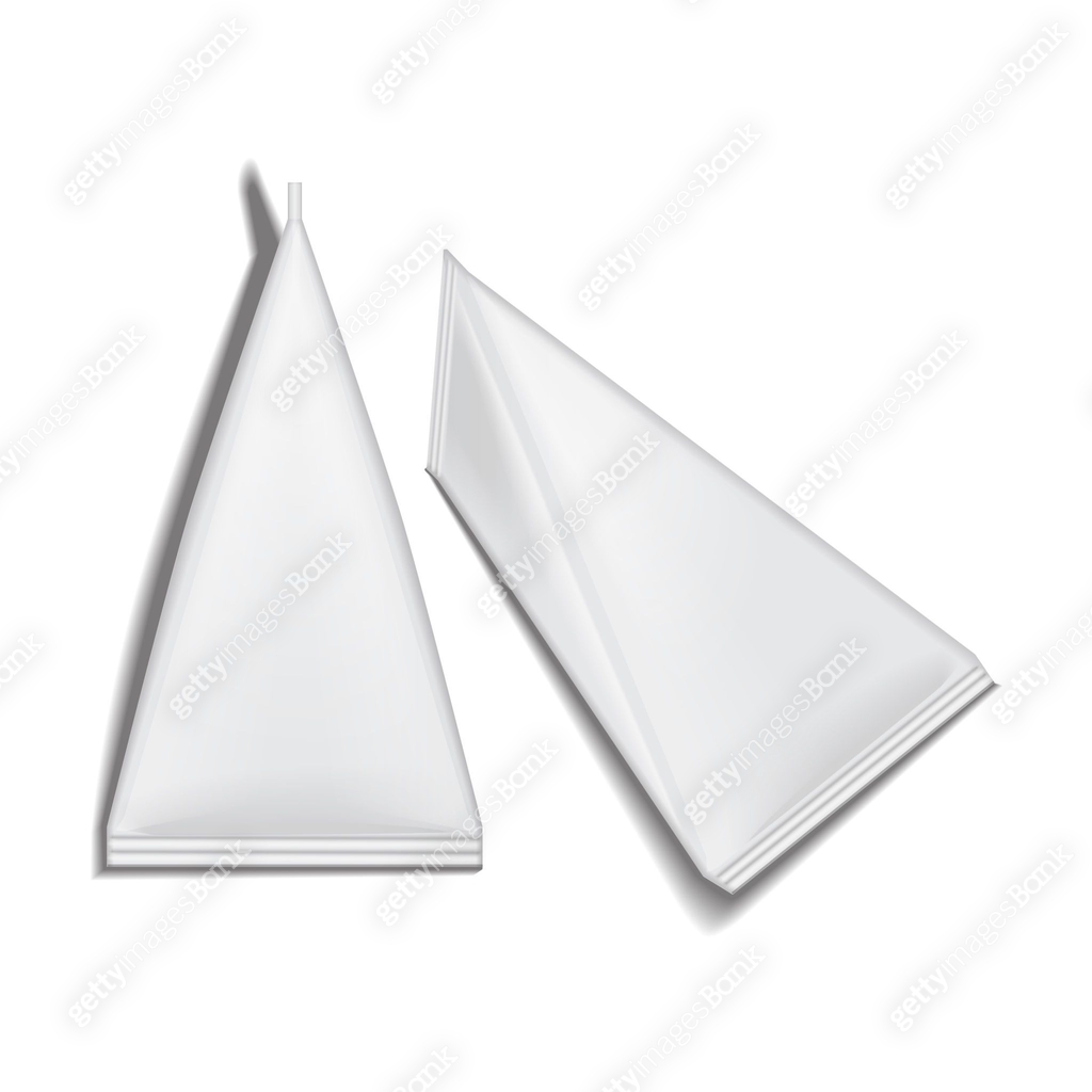 White Blank triangular Packet Carton set Juice or milk pack. White ...