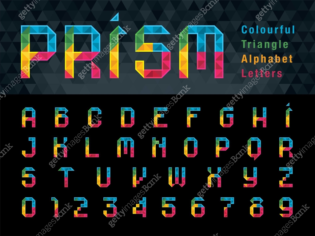 Vector of Geometric Alphabet Letters and numbers, Abstract Colourful ...