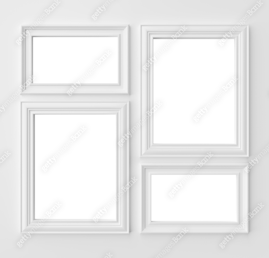 White frames for photo on white wall with copy-space 이미지 (1139456591 ...
