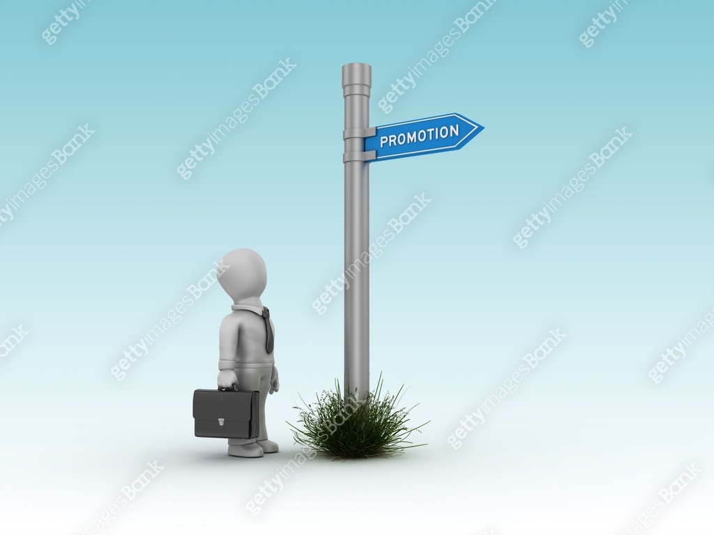 Promotion Direction Sign PROMOTION Directional Sign with Business Character - 3D Rendering 이미지 ...