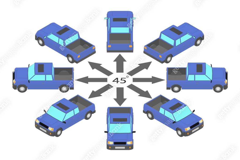 Truck Rotation Path Rotation of the pickup truck by 45 degrees. 이미지 (1134486823) 일러스트, 무료 ...