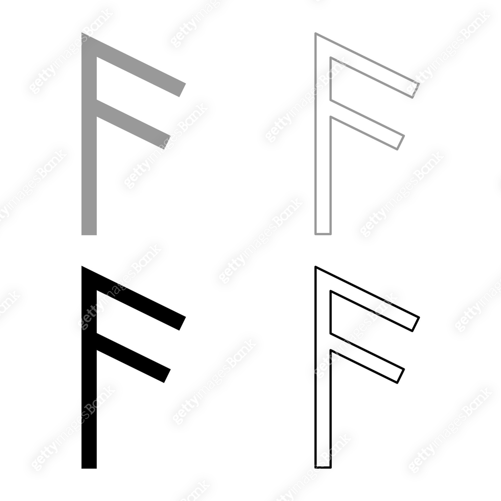 Ancuz rune Asir ash mouth icon set grey black color illustration ...