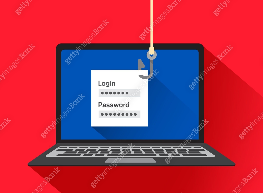 Fish Hacking A Computer Icon Data phishing, hacking online scam on computer laptop concept. Fishing ...