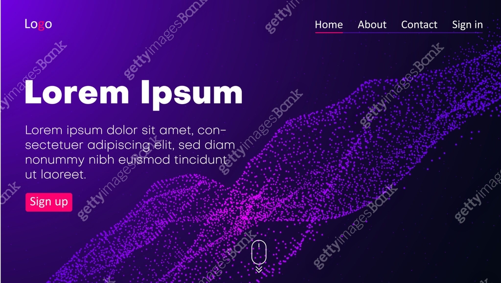 Purple Html Designs Purple web homepage template with icons and abstract digital neon ...