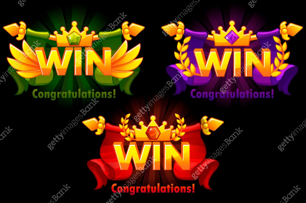Golden WIN. Vector versions Isolated logo Win with colored precious ...