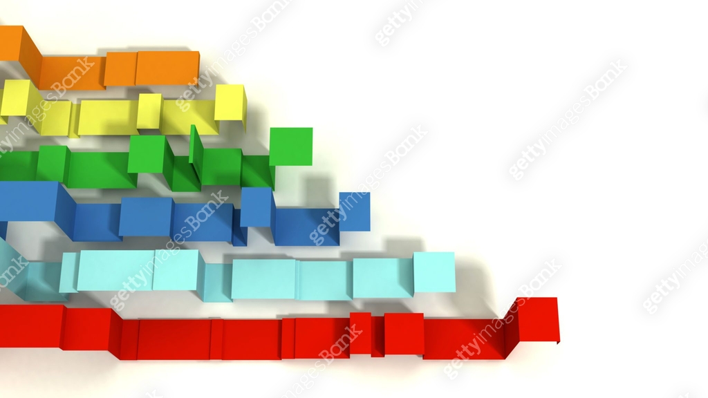 Graph of Multi Colored 3D Illustrated Geometric Ribbons on a White ...