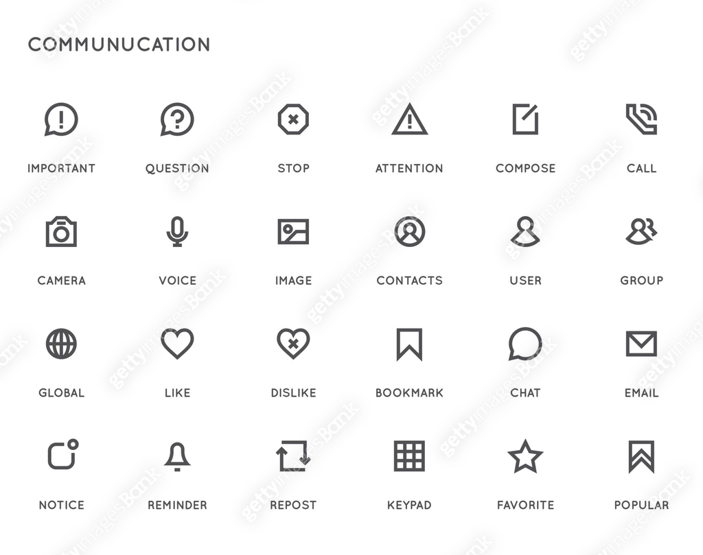 Communication User Interface (UI) Vector Icon Set. High Quality Minimal ...