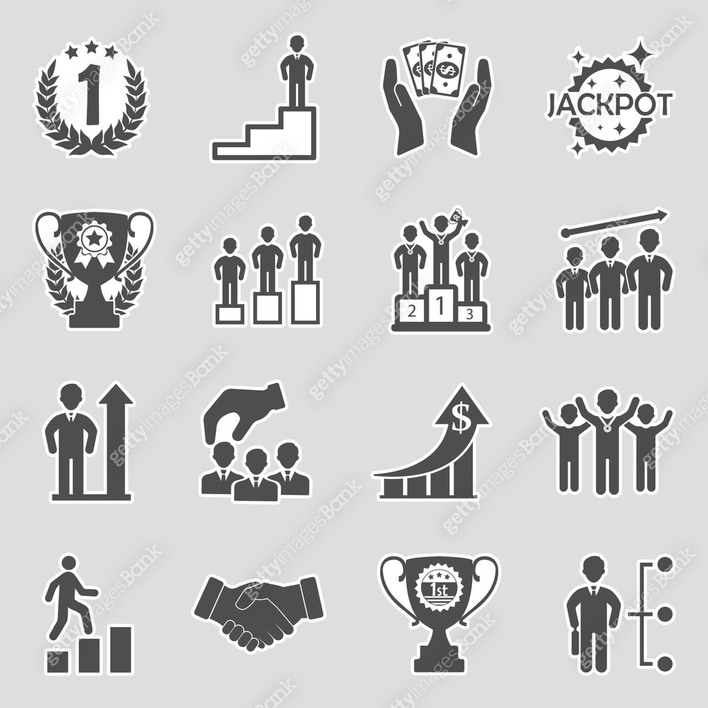 Success And Win Icons. Sticker Design. Vector Illustration. 이미지 ...