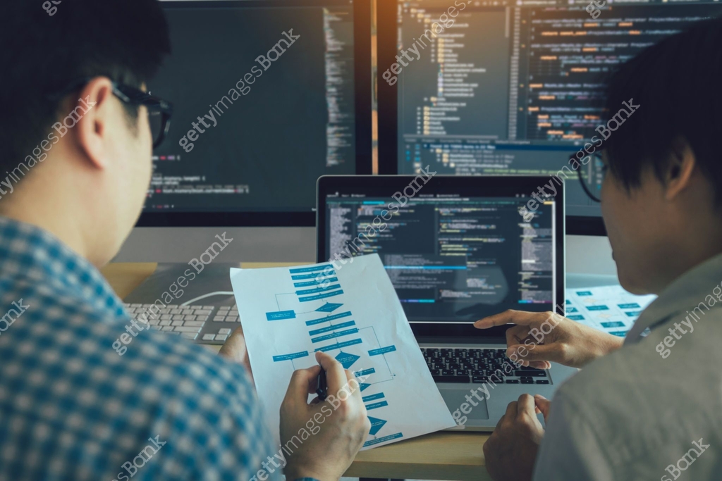 Developing programming and coding technologies working in a software ...