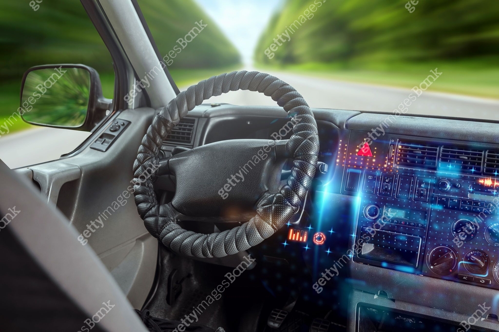 Autonomous car. Self-driving. Concept autopilot, automotive engineering ...
