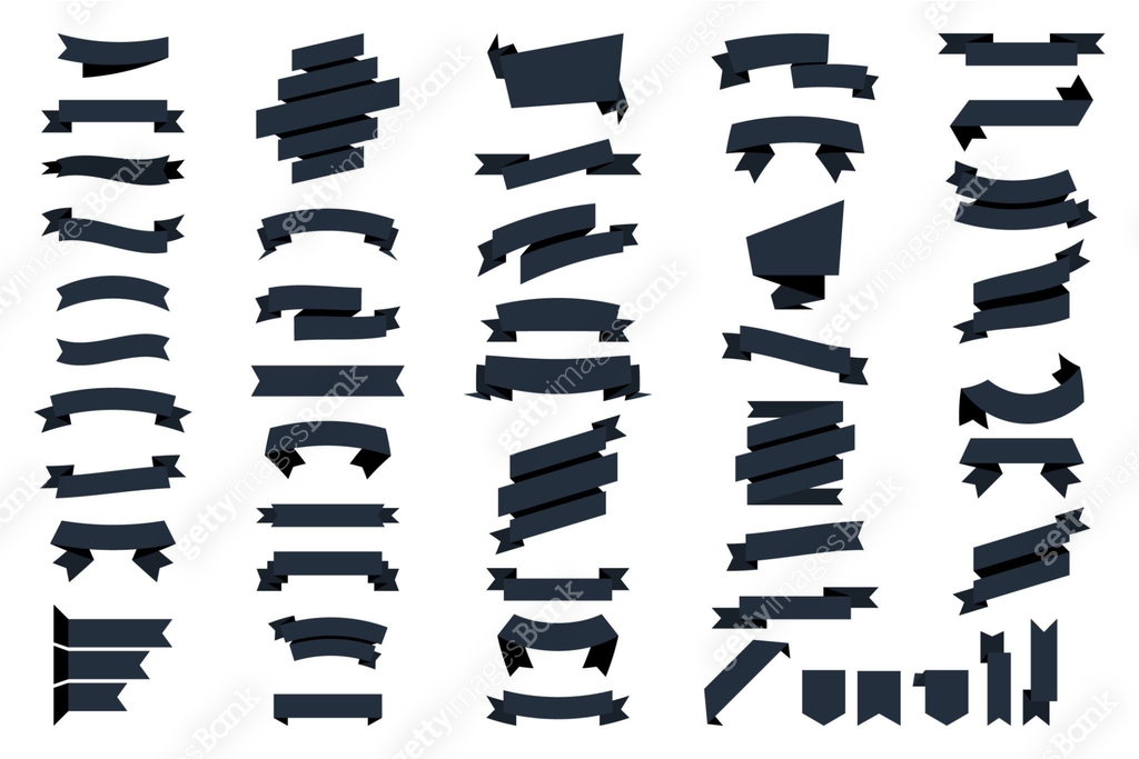Black Web ribbons banners isolated on white background. Vector ...