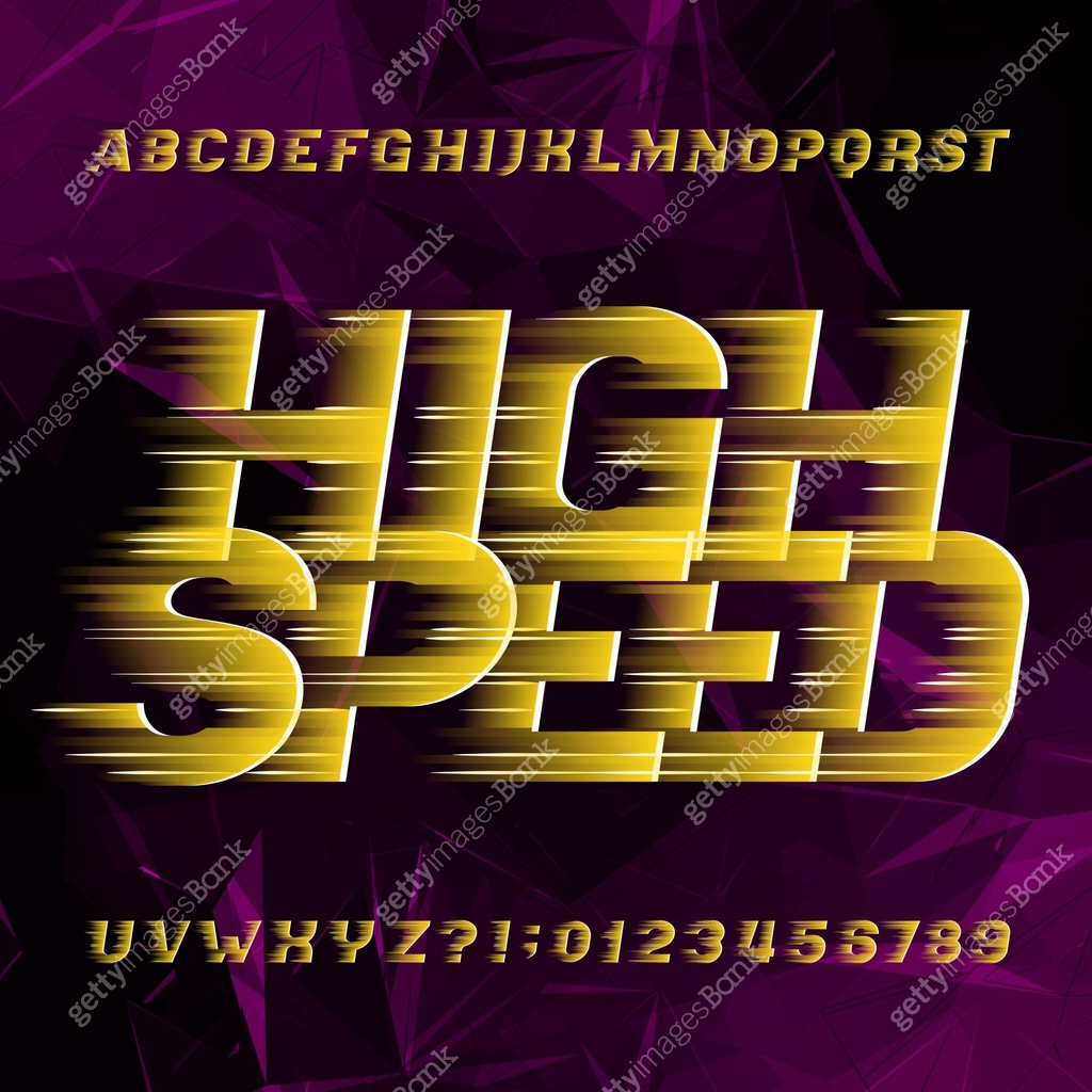High Speed alphabet font. Wind effect type letters and numbers. 이미지 ...