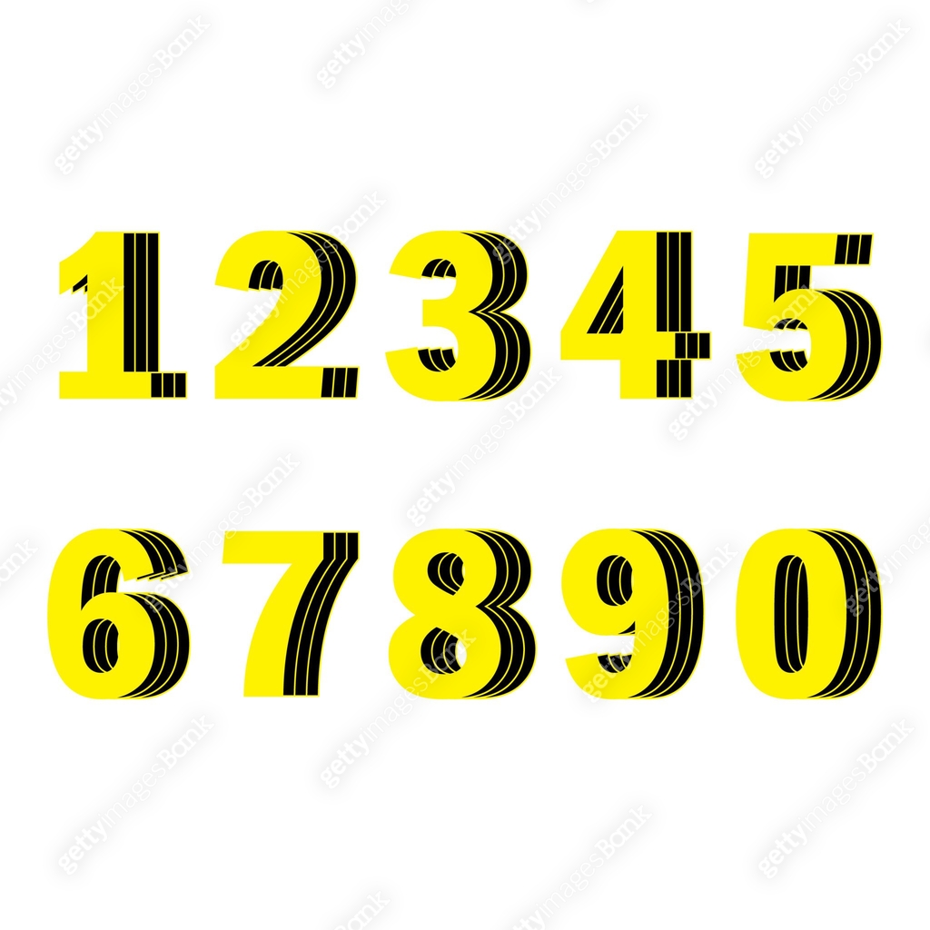Yellow numbers from one to ten. 이미지 (1165137413) 일러스트, 무료 일러스트 - 게티이미지뱅크