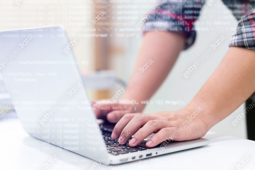 close up computer programmer man hand typing configuration on keyboard ...