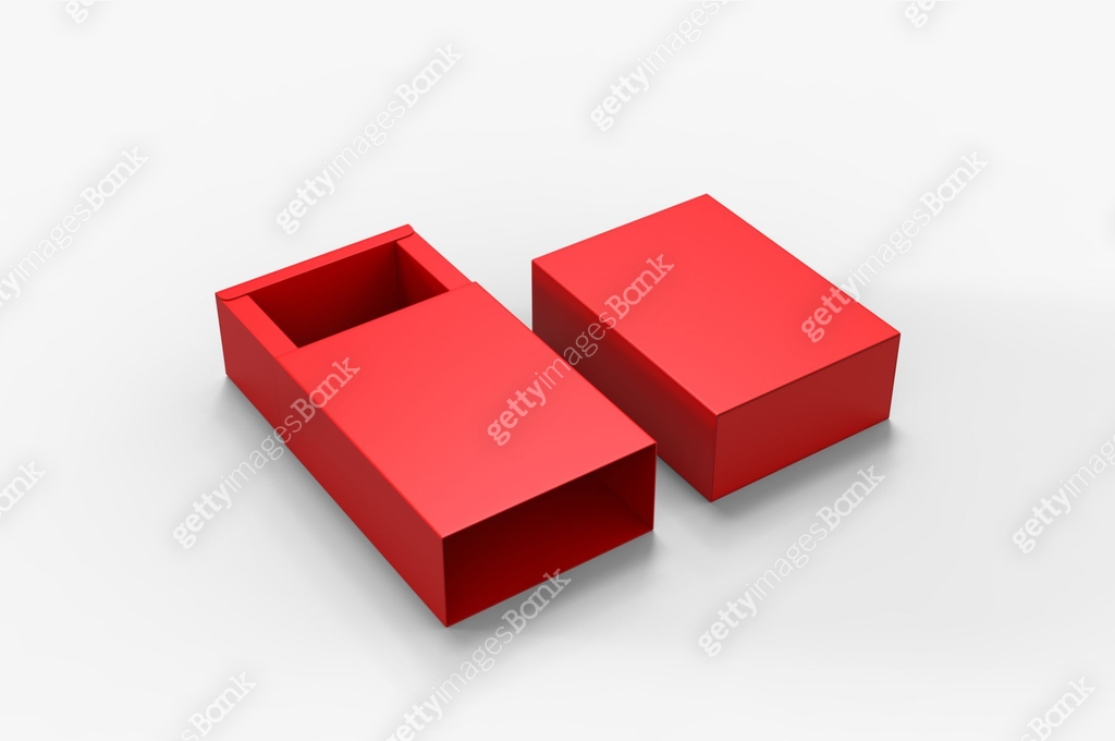 Blank sliding drawer box for branding presentation. 3d render ...