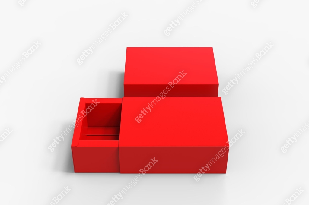 Blank sliding drawer box for branding presentation. 3d render ...