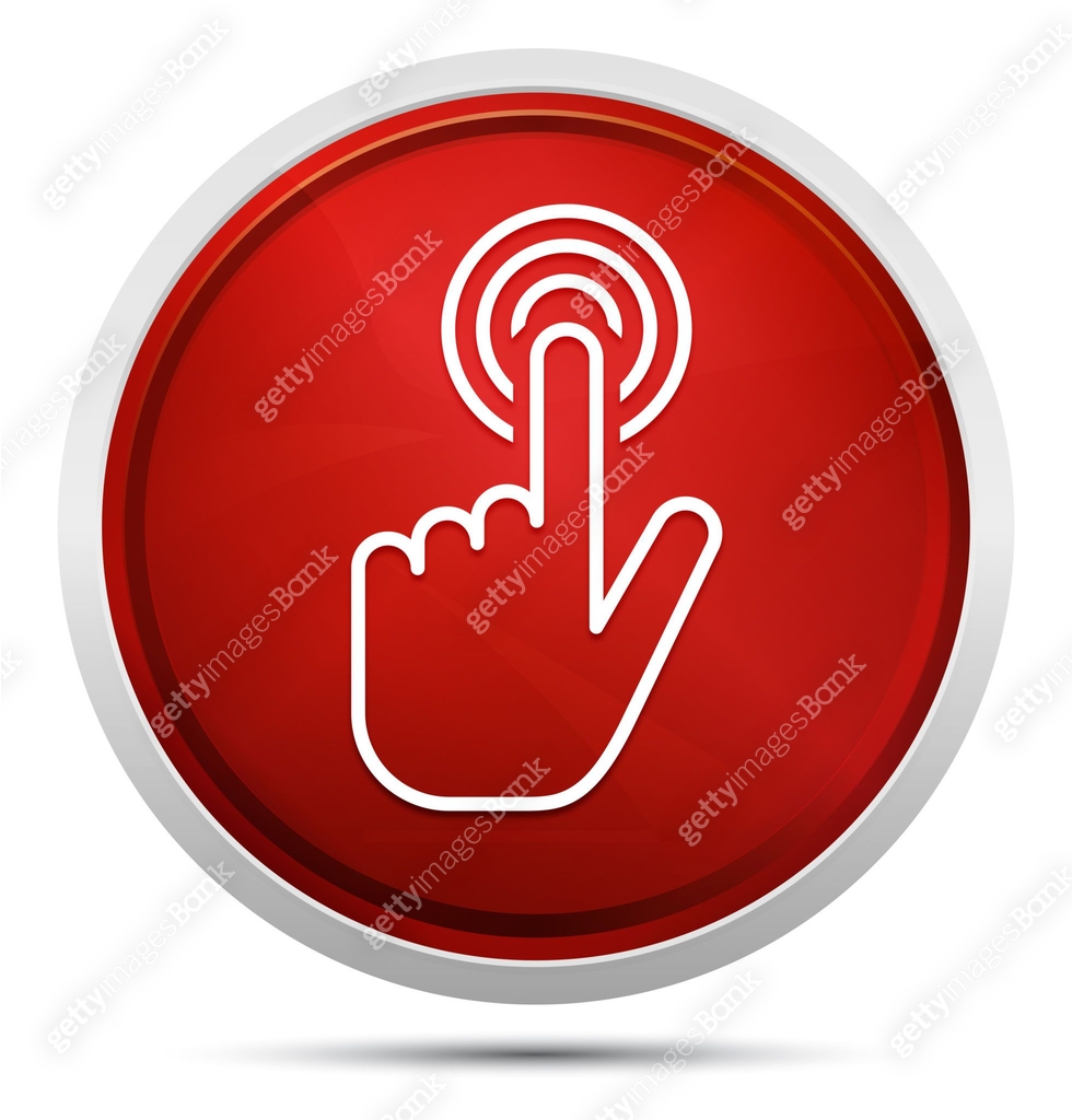 Hand Click Red Button Hand cursor click icon Promo Red Round Button 이미지 (1163958133) 일러스트, 무료 ...