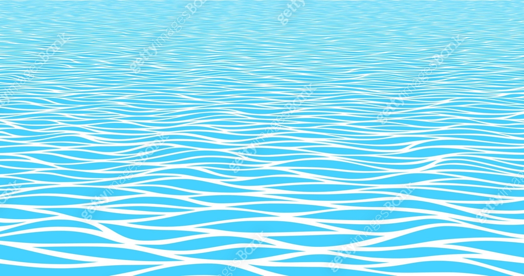 Blue water waves perspective landscape. Vector horizontal wave pattern ...