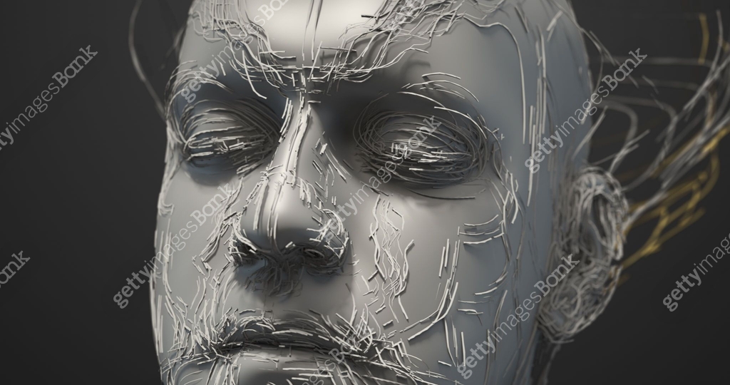 Advanced AI Bionic Robot Moves His Head - 3D Illustration Render 이미지 ...