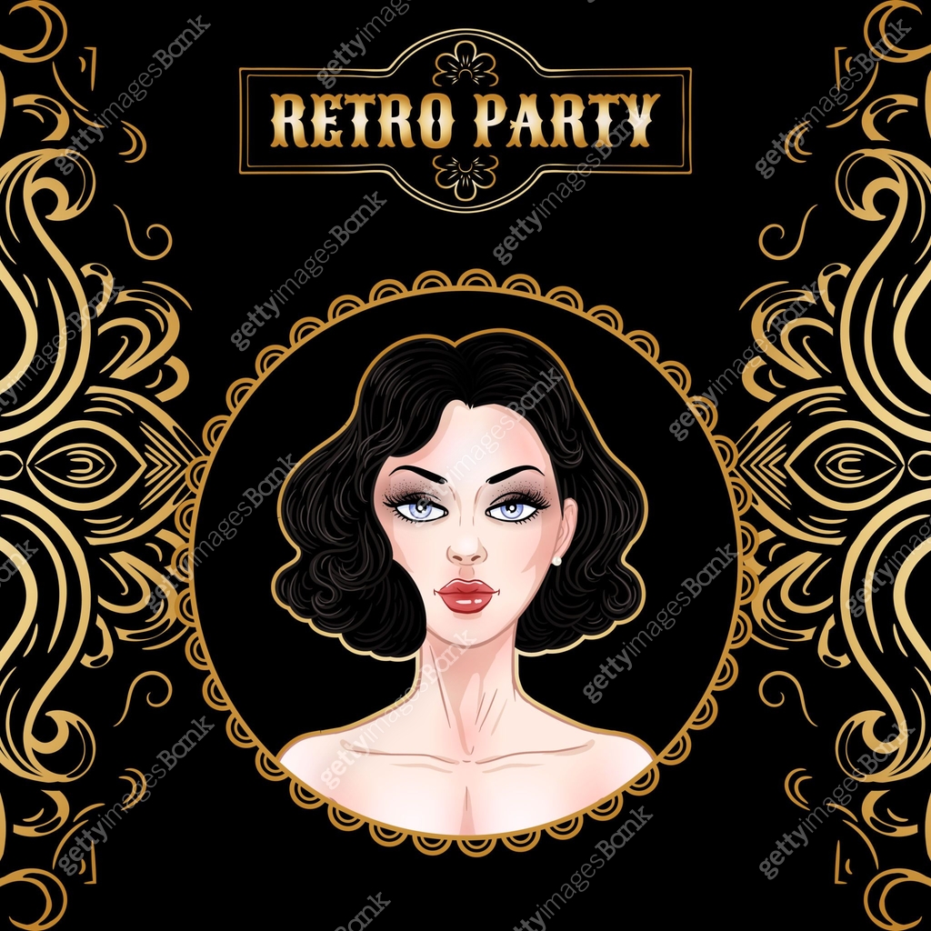 Vintage Flapper Smiling Woman Portrait in 1920s Style Fashion with Red Vintage Flapper Smiling Woman Portrait in 1920s Style Fashion with Red