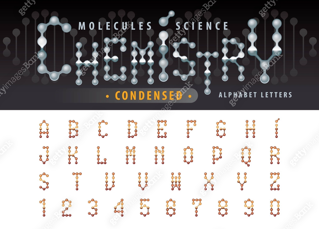 Vector of abstract molecule cell Alphabet Letters and numbers 이미지 ...