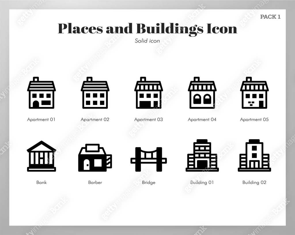 Places and buildings icons Solid pack 이미지 (1168281514) 일러스트, 무료 일러스트 ...