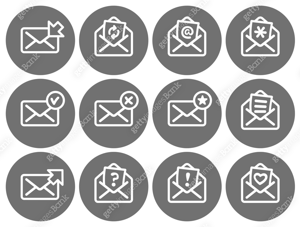 Email Icons Rounded Set of flat round email icons gray series. 이미지 (1166382090) 일러스트, 무료 ...