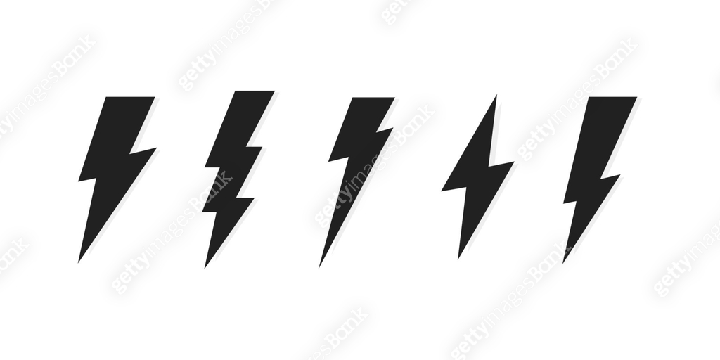 Set Lightning bolt. Thunderbolt, lightning strike. Modern flat style ...