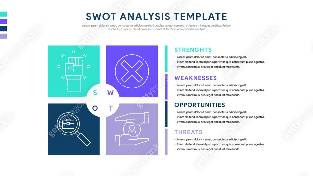 Elemental Swot Four colorful elements with text inside placed beside the element ...
