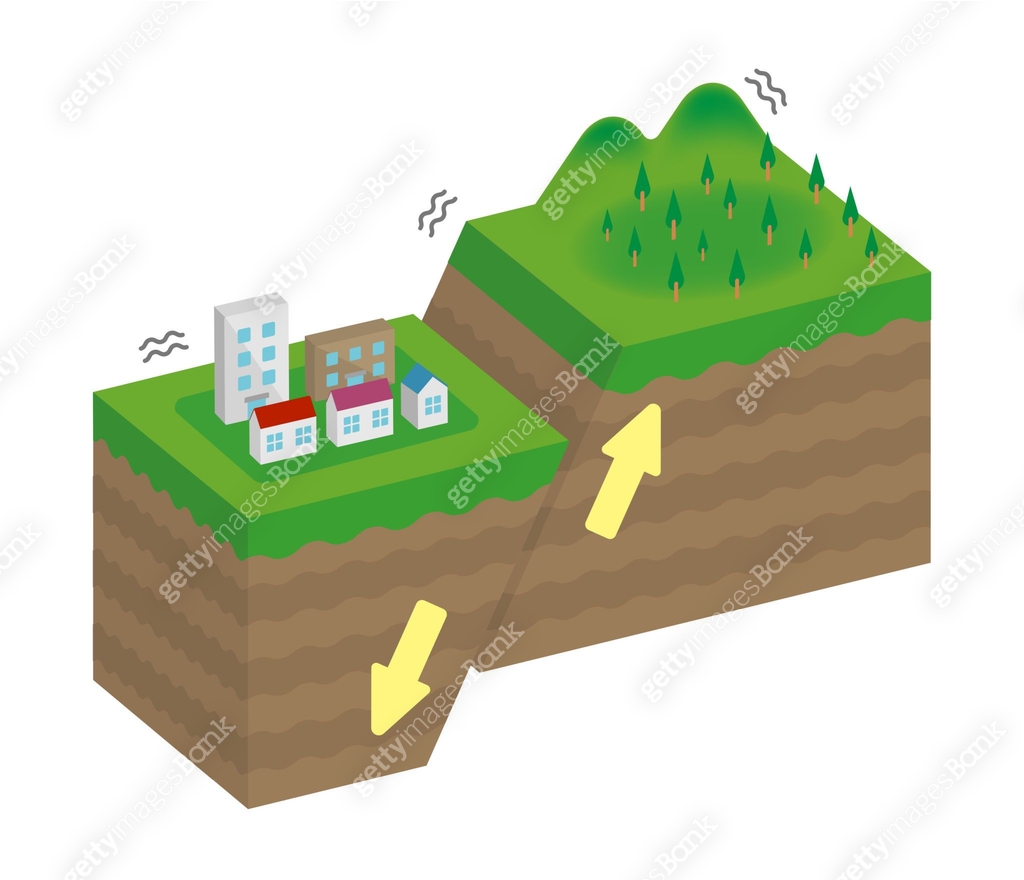 Fault type vector illustration (3 dimensions) / Normal fault 이미지 ...