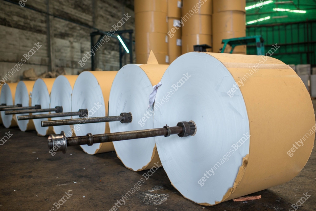 Row of paper rolls for print in a printing factory 이미지 (1175393646 ...